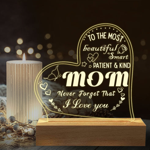 Engraved Heart Night Light Perfect Gift for Mothers Day